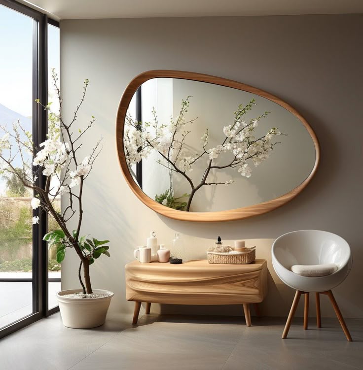 Asymmetrical Wooden Frame Mirror, Irregular Mirror, Home Decor Mirror – Etsy