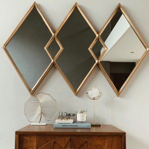 Overlapping Diamonds Metal Wall Mirror